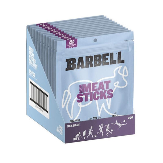Barbell Foods Beef Meat Sticks Sea Salt 70g - 12 Pack for Healthy Snacking-Auzzi Store