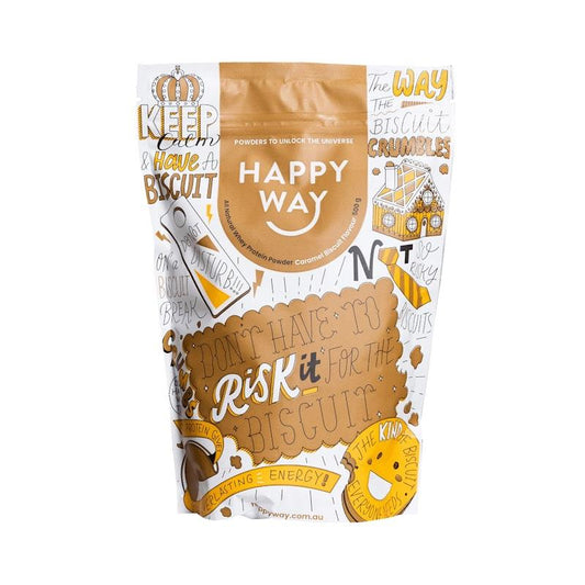 Happy Way Caramel Biscuit Whey Protein Powder 500g - Sweet Muscle Strength Booster