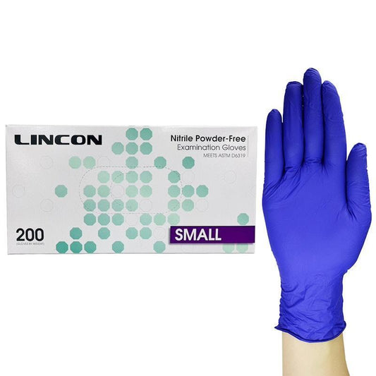Lincon Nitrile Examination Gloves - ASTM Powder Free - Small - 200 Pieces/Box