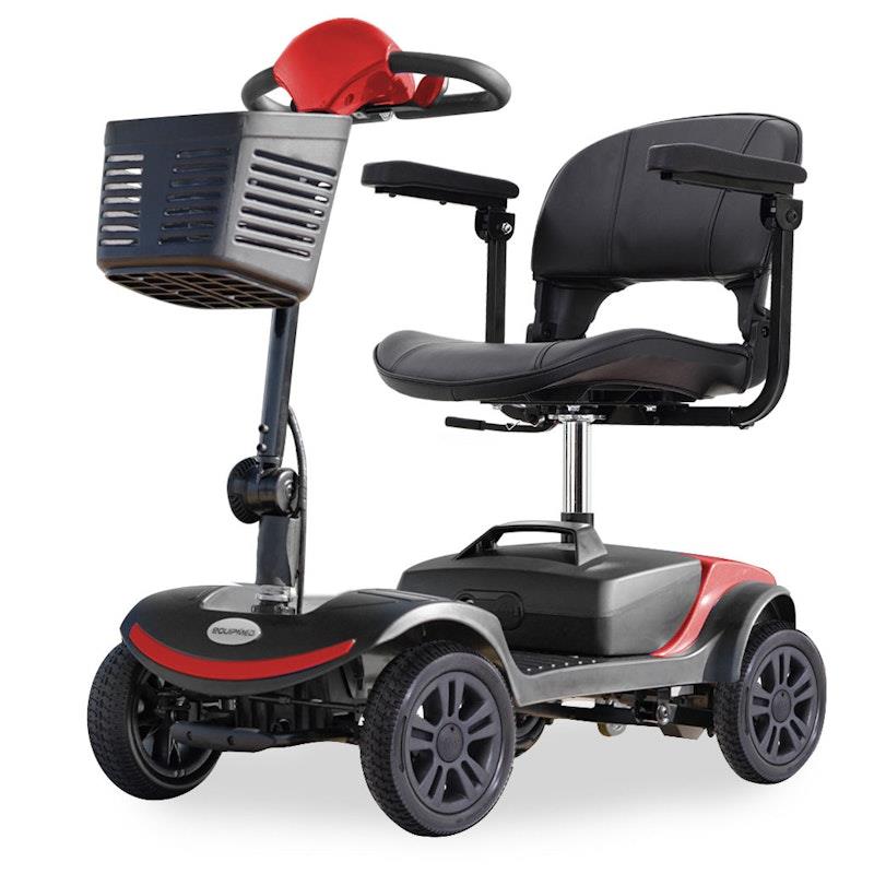 Equipmed SmartRider Folding Electric Mobility Scooter - Black & Red