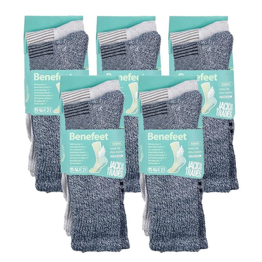 Benefeet 10 Pairs of Men's Bamboo Comfort Socks - Twisted Navy Size 11-14-Auzzi Store