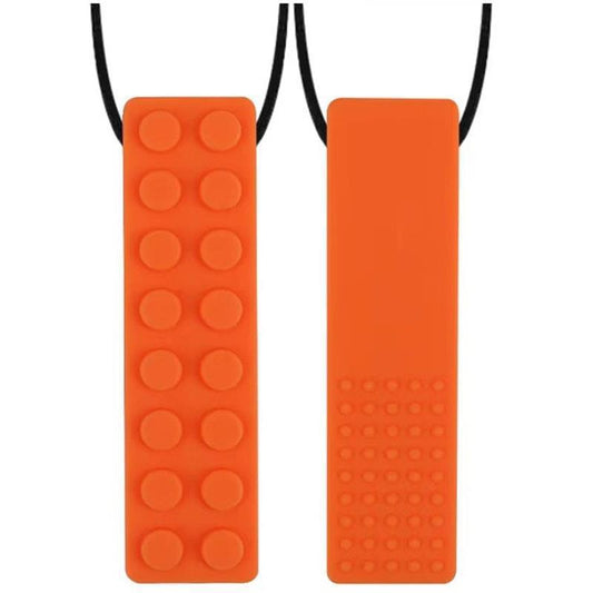 Sensory Safari Orange Block Necklace - Oral Fidget for Stress Relief