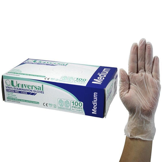 Universal Powder-Free Vinyl Examination Gloves - Medium (100 Pieces)-Auzzi Store