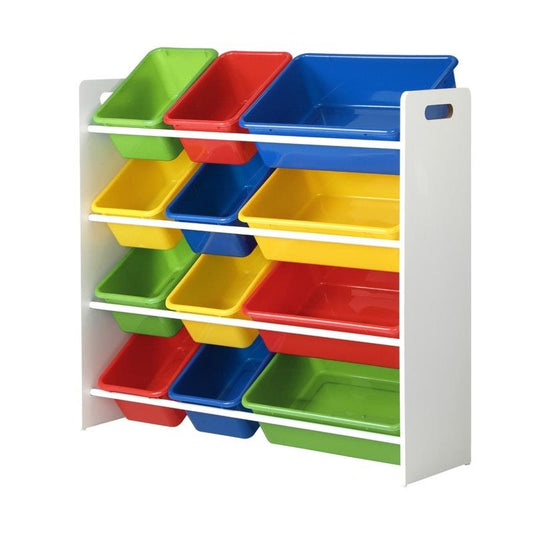 Oikiture Kids Toy Box Organiser - 12 Bins Display Shelf for Neat Storage
