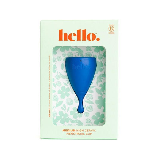 Hello Period High Cervix Cup Bright Blue MED - Reach with Ease