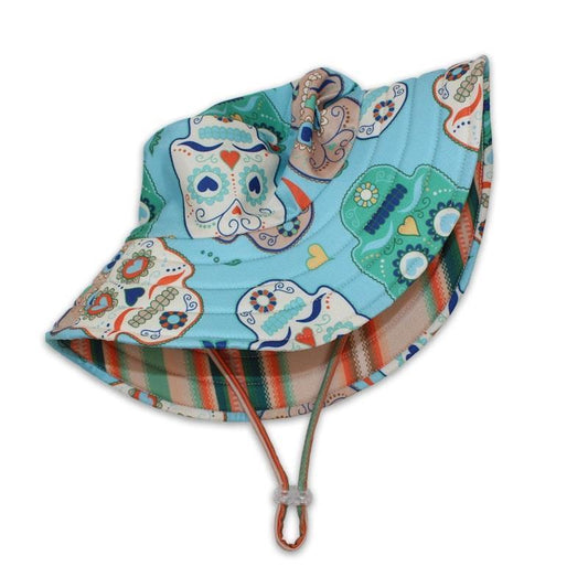 Tyoub Kids Wide Brim Bucket Hat - Skulls Serape Stripe (Small) - Auzzistore
