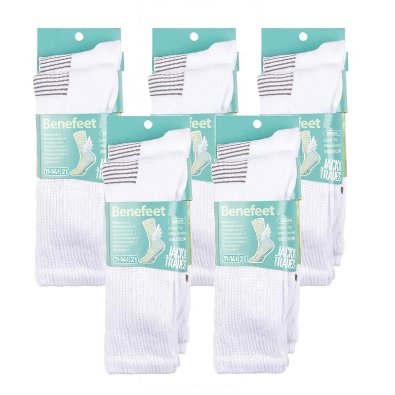Benefeet Men's Bamboo Socks - White (10 Pairs, Size 11-14)-Auzzi Store