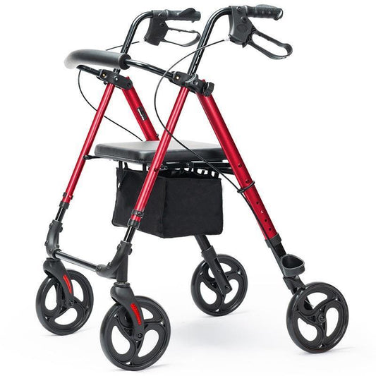 Equipmed 4 Wheel Lightweight Rollator Walker - Red - Auzzistore