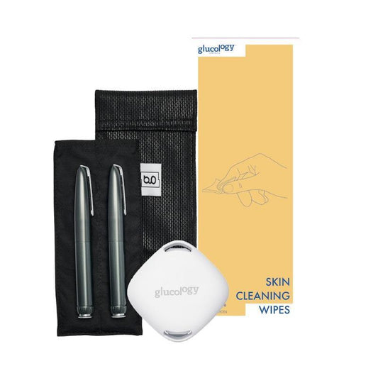 Glucology Smart Insulin Cooling Bundle - Black (2 Pen Pouch + Temperature Sensor + 20 Alcohol-Free Finger Wipes)