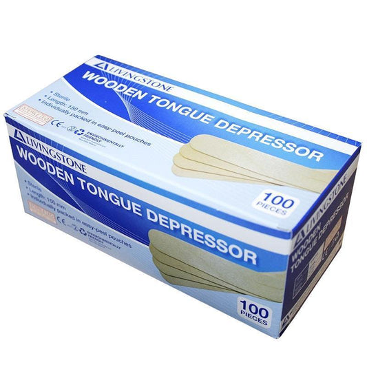 Livingstone Sterile Wooden Tongue Depressors - 100 Pieces/Box