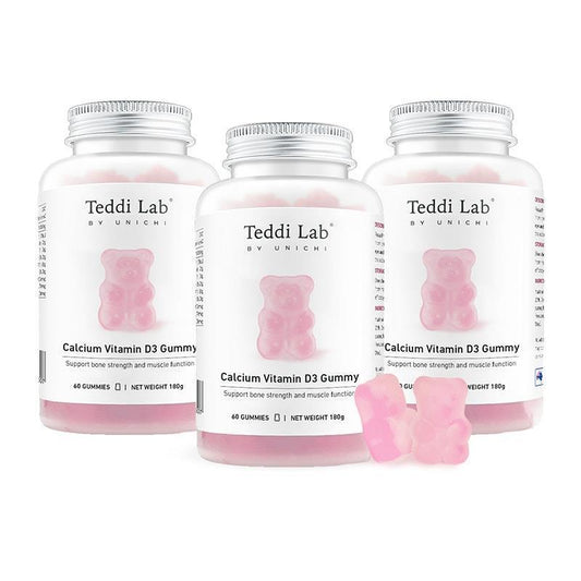 Unichi Calcium Vitamin D3 Gummies - 3 Packs for Strong Bones