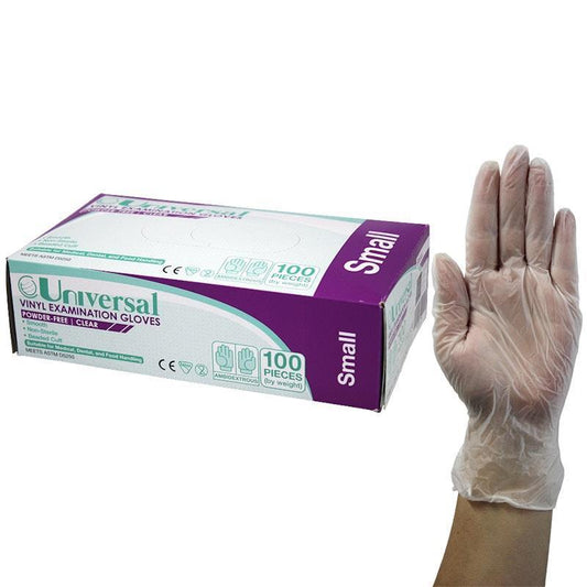 Universal Vinyl Examination Gloves ASTM Powder Free Small 100 Pieces/Box-Auzzi Store