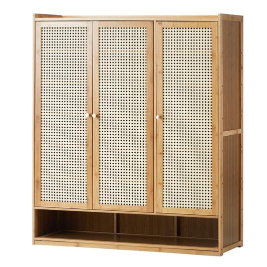 Oikiture Shoe Storage Cabinet Shoes Rack Organiser 7 Tier Shelf Rattan Brown - Stylish Footwear Solution-Auzzi Store