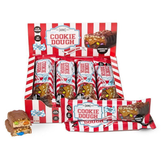 Adonis Gear Protein Cookie Dough Chunky Bar - Chocolate Candy 12 Bars - Auzzistore