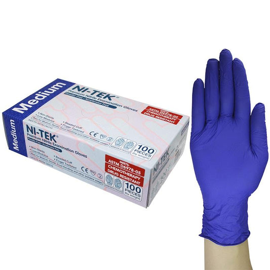 NI-TEK Nitrile Accelerator Free Powder Free Gloves - 100 Box (Medium) - Auzzistore