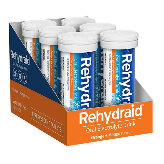 Rehydraid Electrolyte Effervescent Tablets - Orange & Mango (10x6 Tubes)