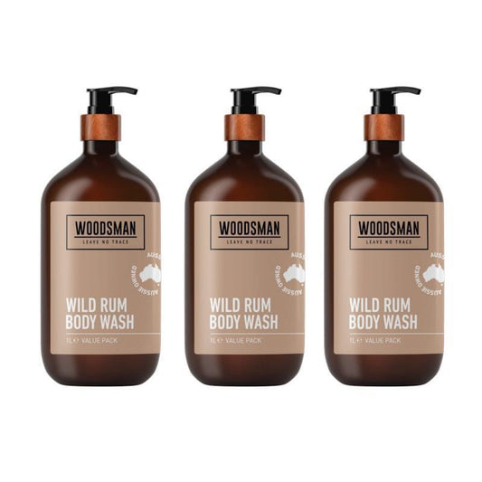 Woodsman Wild Rum Body Wash 1L - 3 Pack