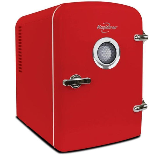 Koolatron Portable Retro Mini Fridge with Bluetooth Speaker - Red 4 Litre