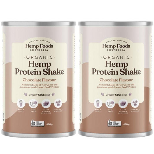 Hemp Foods Australia Organic Hemp Protein Chocolate - 420g Twin Pack - Auzzistore