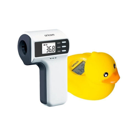 Oricom Baby FS300 Non-Contact Infrared Thermometer & 02SD Duck Digital Bath Thermometer Bundle