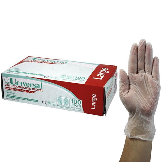 Universal Powder-Free Vinyl Examination Gloves - Large (100 Pieces)-Auzzi Store