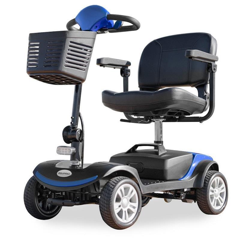 Equipmed Pathline Mid-Sized Electric Mobility Scooter for Seniors - Black & Blue