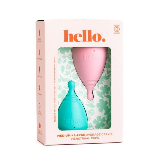 Hello Period Average Cervix Cups M Blue + L Blush Packs - Eco-Friendly Comfort