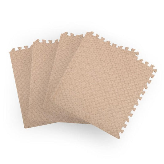 BoPeep EVA Foam Kids Play Mat Floor Baby Crawling Interlocking Waterproof Beige 4Pack
