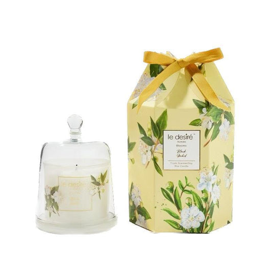 Le Desire Black Orchid - Luxurious Blooms Soy Candle with Glass Cloche 120g