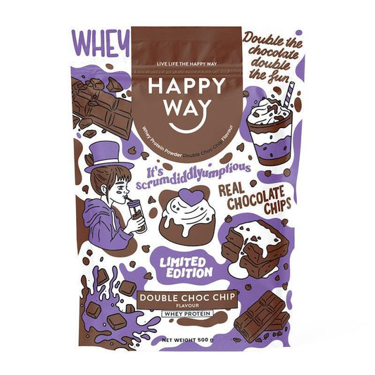 Happy Way Double Choc Chip Whey Protein Powder - 500g-Auzzi Store