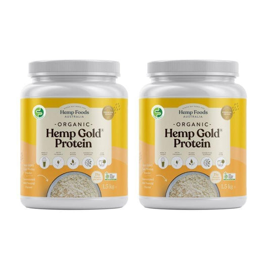 Hemp Foods Australia Organic Hemp Gold® Protein Powder 1.5kg Twin Pack - Natural Muscle Strength Booster - Auzzistore