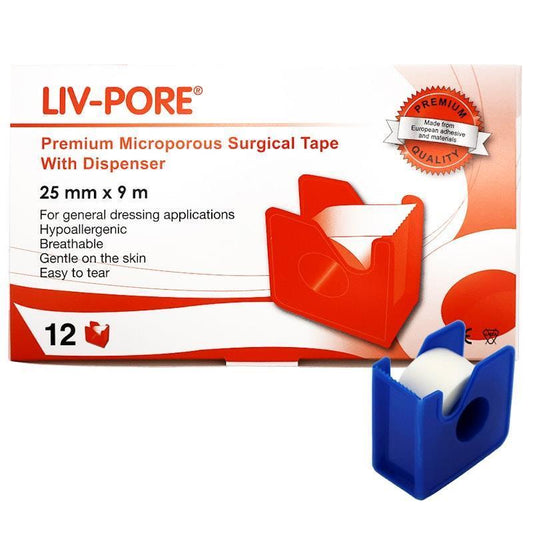Livingstone Liv-Pore Premium Microporous Surgical Paper Tape - 25mm x 9m, 12 Pieces/Box-Auzzi Store