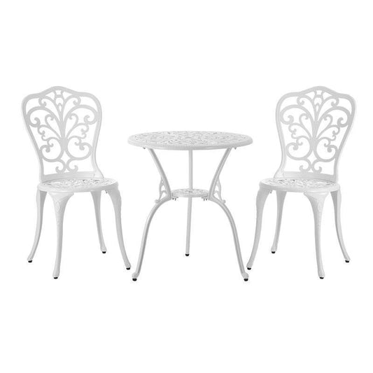 Livsip 3-Piece Outdoor Bistro Set - Elegant White Patio Dining Chairs & Table