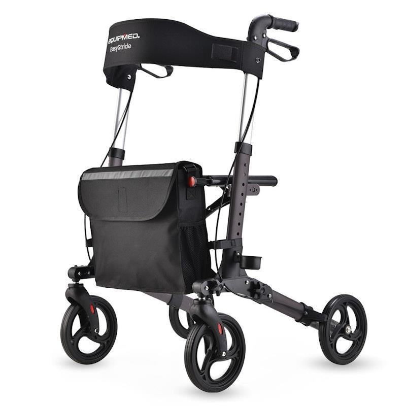 Equipmed Easy Stride Foldable Aluminium Walking Frame Rollator - Titanium Colour