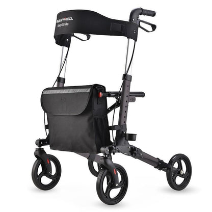 Equipmed Easy Stride Foldable Aluminium Walking Frame Rollator - Titanium Colour
