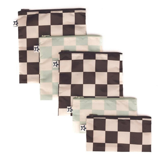 Tiny Twinkle Snack Bags - 5 Pack (Black & Sage Checkers)