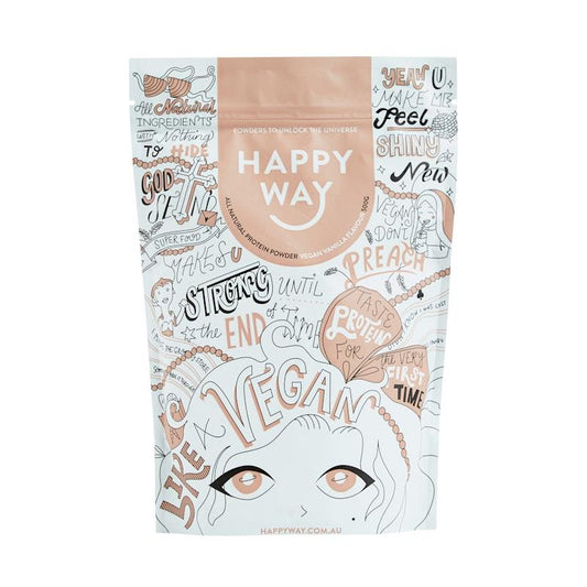 Happy Way Like A Vegan Vanilla Protein Powder 500g - Creamy Plant-Based Delight