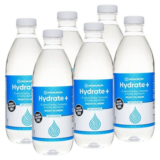 Mineralyte Hydrate+ Ready to Drink - Unflavoured 1L (6 Pack) - Instant Hydration