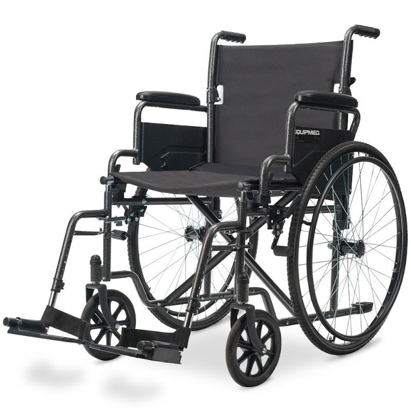Equipmed 24 Inch Folding Wheelchair - X-Large Dark Grey