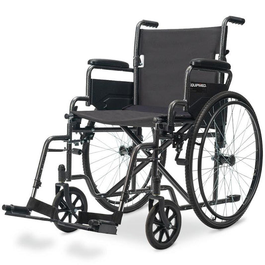 Equipmed 24 Inch Folding Wheelchair - X-Large Dark Grey