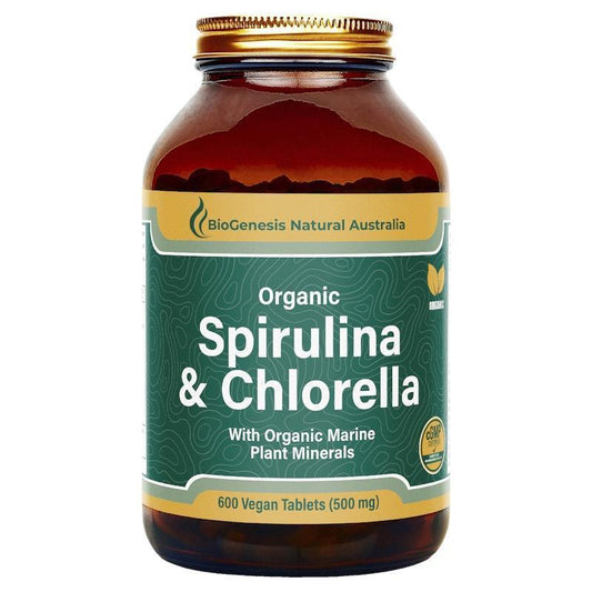 BioGenesis Spirulina & Chlorella + Marine Minerals Tablets - 600 Tablets for Enhanced Wellness - Auzzistore