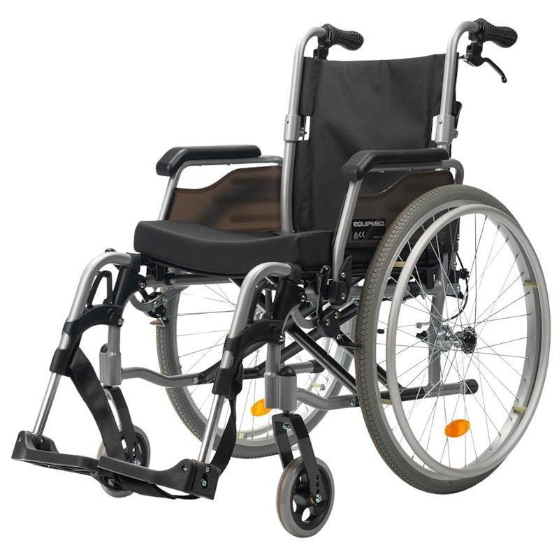 Equipmed 24 Inch Folding Wheelchair with Brakes - Black