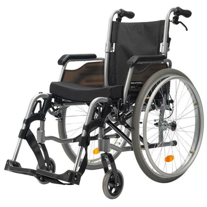 Equipmed 24 Inch Folding Wheelchair with Brakes - Black