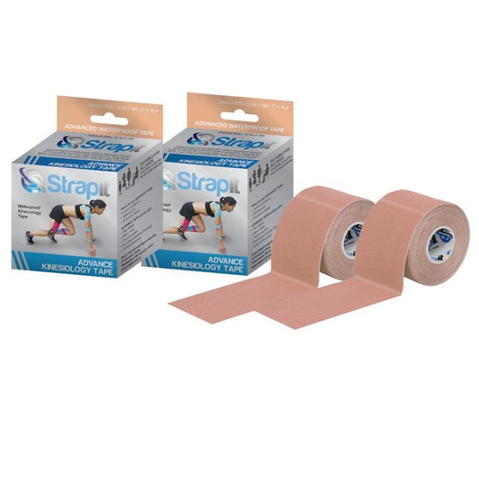 Strapit Advance Waterproof Kinesiology Tape 5cm x 5M - Tan 2 Pack