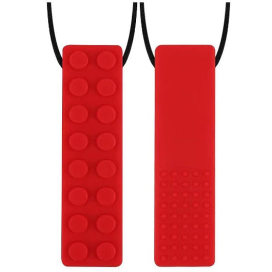 Sensory Safari Red Block Necklace - Oral Fidget for Stress Relief