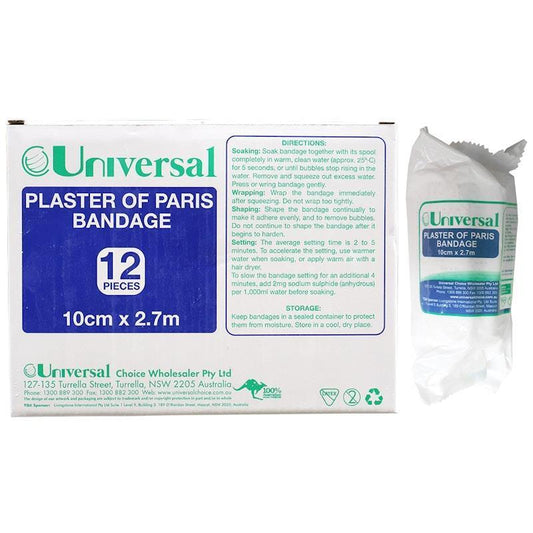 Universal Choice Plaster of Paris Cast Bandage - 10cm x 2.7m, 12 Pieces/Box-Auzzi Store