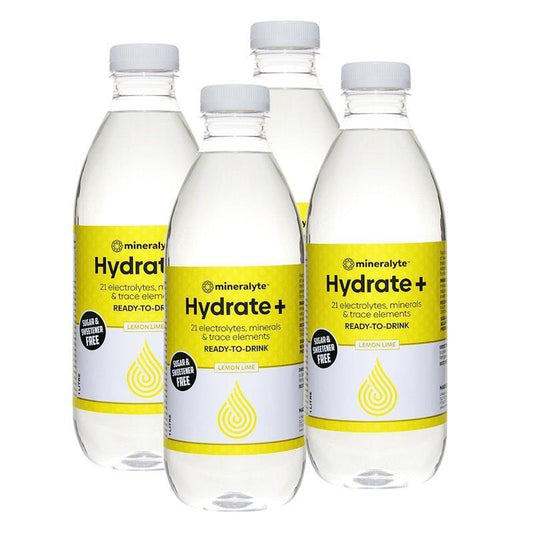Mineralyte Hydrate+ Ready to Drink Lemon and Lime Flavoured 1Litre 4Pack - Refreshing Electrolyte Boost