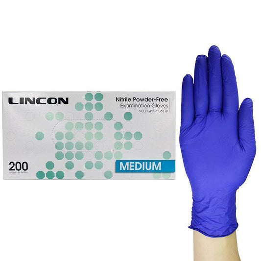 Lincon Nitrile Examination Gloves - ASTM Powder Free - Medium - 200 Pieces/Box