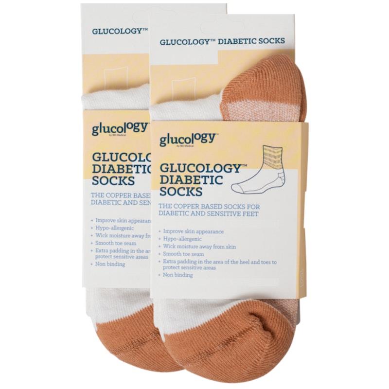 Glucology Copper-Based Loose Top Classic Socks - 2 Pairs White Medium