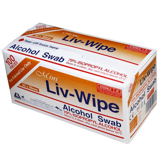 Liv-Wipe 70% Alcohol Swabs Prep Pad - Mini 100 pcs - Auzzistore